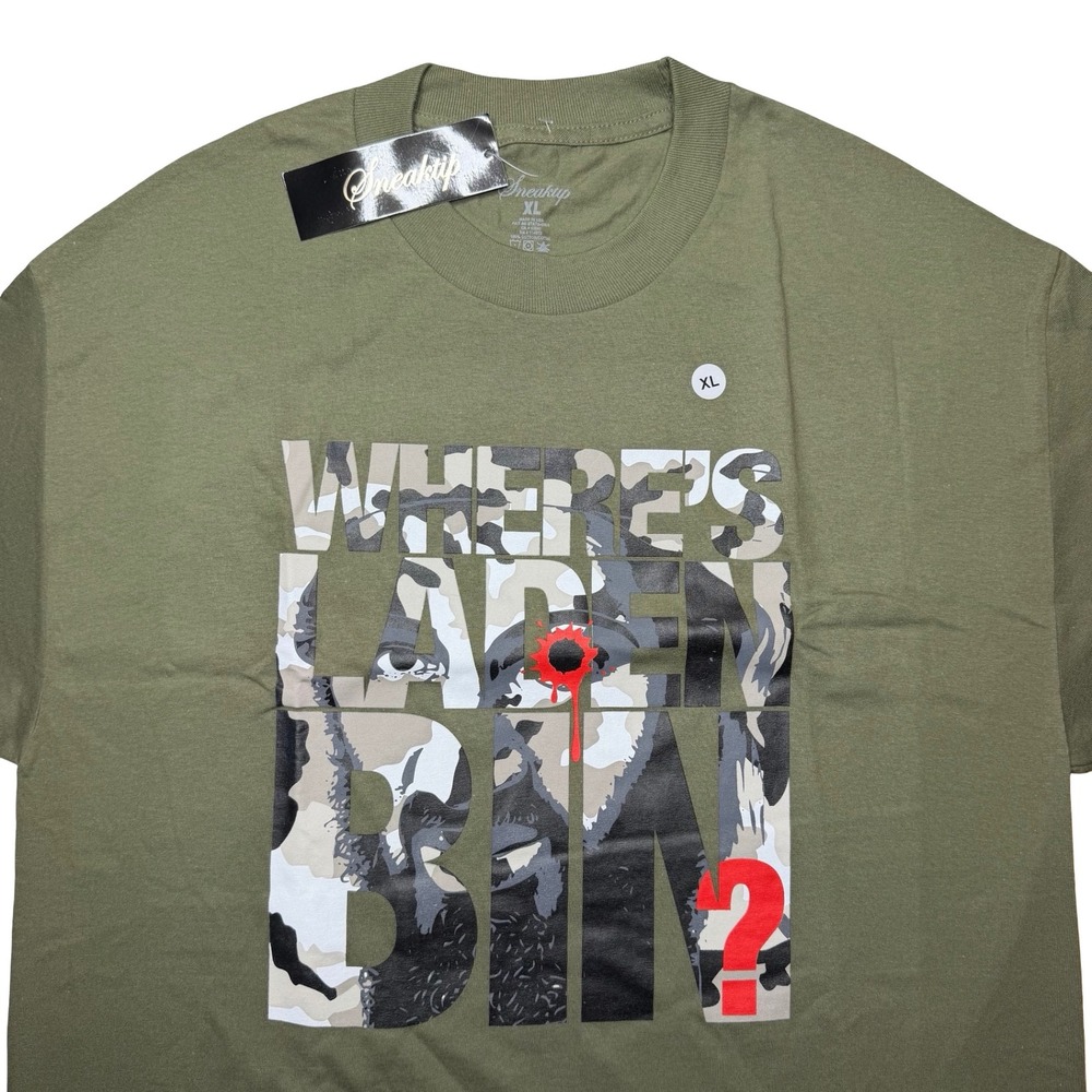 Where's Osama Bin Laden x Sneaktip military rap September 911 shirt XL